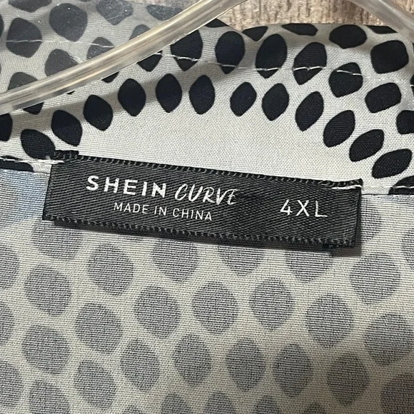 SHEIN Blue Multi Geo Print V-Neck Hidden Pocket plus size Dress- 4XL - Picture 3 of 6